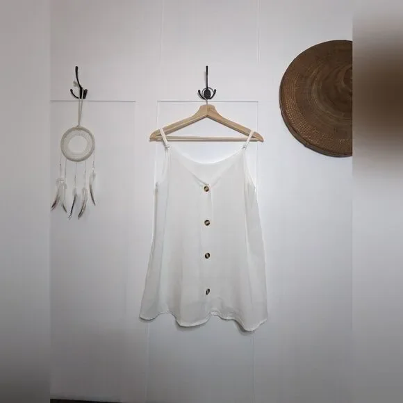 Women's white sheer tank top  - XL Buttons - Picture 7 of 11